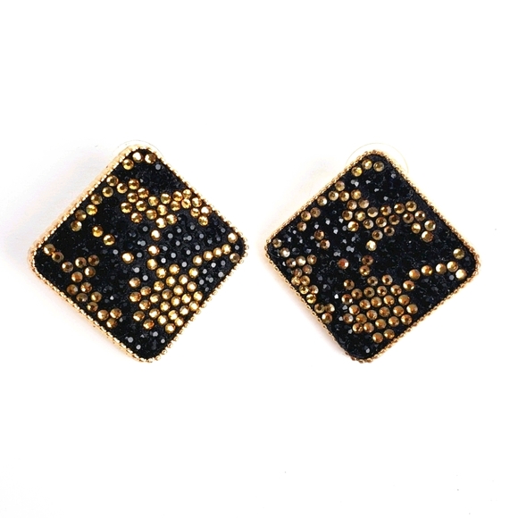 Unbranded Jewelry - Vtg 1980 Black Gold Rhinestone Earrings BUNDLE!